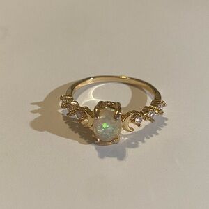 Rainbow White Fire Opal Ring